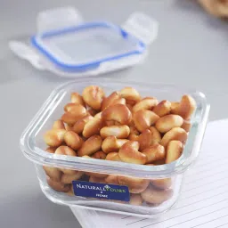 NATURALLY YOURS Transparent Glass Square Container With Flat Pp Lid 320 ml image 1