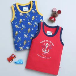 Bumzee Kids Blue & Red Printed T-Shirt (Pack Of 2)-image-24