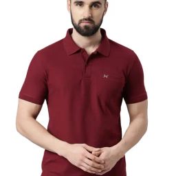 Force NXT Maroon Cotton Regular Fit Polo T-Shirt-89