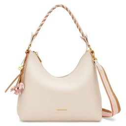 Miraggio Vanilla Textured Medium Hobo Bag-12