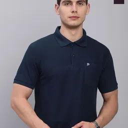 LUX PARKER Men Pack of 2 Solid Polo Collar Cotton Slim Fit T-shirts-picture-29