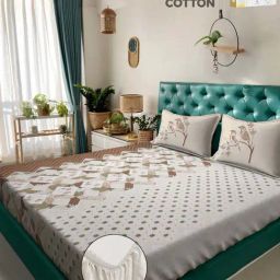 Klotthe Brown 400 TC Cotton Double Elastic Book Fold Bedsheet with 2 Pillow Covers-image-34