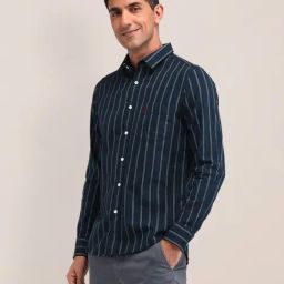 U.S. Polo Assn. Green Cotton Tailored Fit StripesShirt-image-66