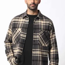 Rare Rabbit Grey Relaxed Fit Checks Shaket-image-33