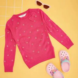 Pantaloons Junior Girls Pink Acrylic Printed Sweater-image-29
