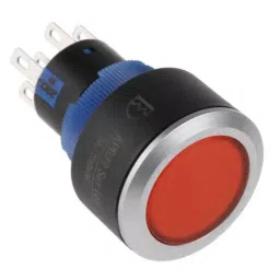 RS PRO Illuminated Push Button Switch Momentary 22.2 mm DPDT Red LED 250 V AC, 1758245-4