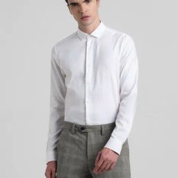 Jack & Jones White Cotton Slim Fit Shirts-image-75