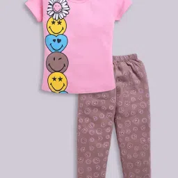 Todd N Teen Kids Pink Cotton Printed T-Shirts & Pajamas Set-picture-3