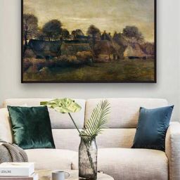 The Art House Farming Village at Twilight By Van Gogh Framed Wall Art - 23 x 17 Inch-picture-20