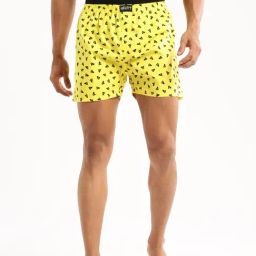 SHOWOFF Yellow Slim Fit Printed Boxers-image-8
