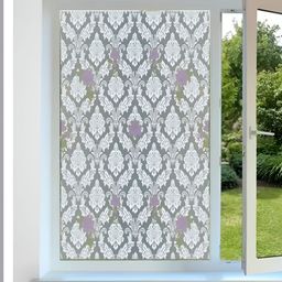 INDIAN ROYALS White & Purple Floral Printed Self-Adhesive & Durable Window Sticker-image-72