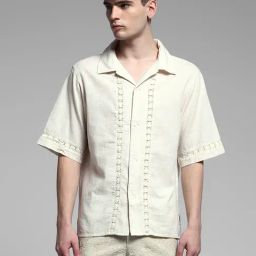 Jack & Jones Beige Cotton Loose Fit Shirt-image-12
