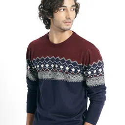 RARE RABBIT Men Puzzle Crew Neck Colourblocked Sweater-picture-19
