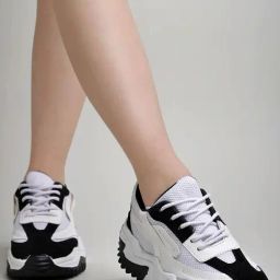 Shoetopia Women's Black & White Sneakers-image-32