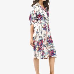 RAREISM Multi Cotton Blend Printed Three-Quarter Sleeves Dress-picture-25