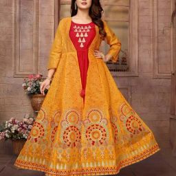 Rangita Mustard & Red Printed Kurta-image-10