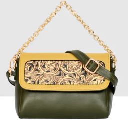 Esbeda Olive Medium Textured Cross Body Bag-16