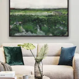 The Art House off White & Green Landscape with Wheelbarrow Framed Painting - 23 x 17 Inch-picture-37