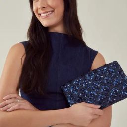 Accessorize London Navy Blue Tianna Embroidered Clutch-picture-1