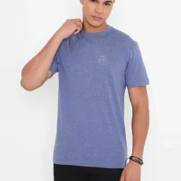 RIVOLTA Indigo Melange Slim Fit Cotton Crew T-Shirt-picture-30