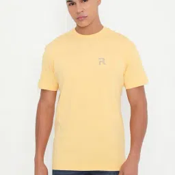 RIVOLTA Light Yellow Slim Fit Cotton Crew T-Shirt-picture-9