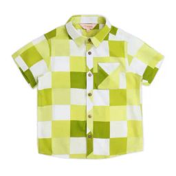 Lil Drama Kids Green & White Checks Shirt-image-56