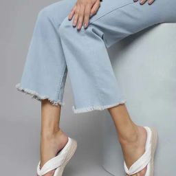 Truffle Collection Women's Cream Thong Wedges-image-6