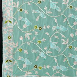 HERE&NOW Floral Printed Embroidered Net Saree image 3