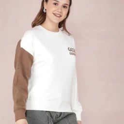 Crimsoune Club Off White & Brown Graphic Print Sweatshirt-image-20