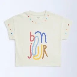 HOP Kids by Westside Off-White Text Printed Cotton T-Shirt-picture-34