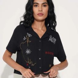 People By Pantaloons Jet Black Regular Fit Embroidered Shirt-picture-48