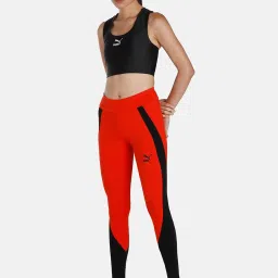 Puma Red & Black Color-Block Mid Rise Tights image 5