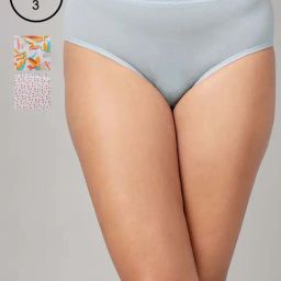 Clovia Blue Cotton Regular Fit Printed Panties - Pack Of 3-image-70