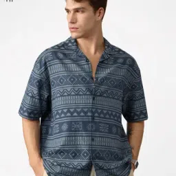 The Souled Store Blue Cotton Loose Fit Printed Shirt-picture-36