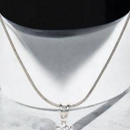 DressBerry Silver Tone Round Cubic Zirconia Office-Wear Pendant Necklace-42