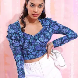 Tokyo Talkies Floral Print Blouson Crop Top-picture-33