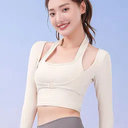 LULU & SKY Square Neck Crop Fitted Sports Top-16