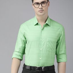 Arrow Pure Cotton Manhattan Slim Fit Horizontal Self Stripes Opaque Formal Shirt-picture-16