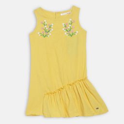 ELLE Girls Yellow Embroidered A-Line Dress-image-29