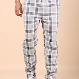 V-Mart Men Checked Cotton Mid-Rise Track Pants-image-30