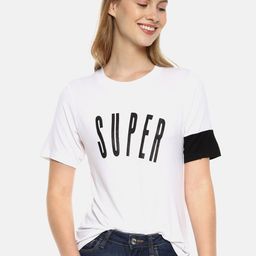 Campus Sutra White Printed Pure Cotton Regular Top-image-46