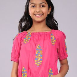 CACA CINA Girls Square Neck Floral Printed Cotton Top-image-67