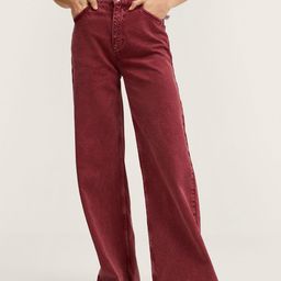MANGO Women Maroon Wide Leg Jeans-image-9