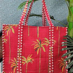 Gulaab Jaipur Tropical Printed Cotton Quilted Tote Bag-50