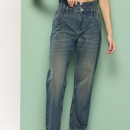 Killer Women Vintage Wash Mid-Rise Heavy Fade Mom-Fit Jeans-image-68