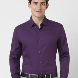 Peter England Elite Men Slim Fit Spread Collar Textured Cotton Formal Shirt-picture-13