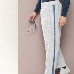 Kook N Keech Men Striped Pure Cotton Relaxed Trousers-image-32
