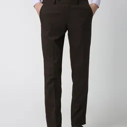 Peter England Men Coffee Brown Slim Fit Solid Formal Trousers-picture-12