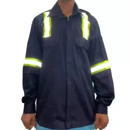 GENERIC RT-37 Cotton Navy Blue Safety Boiler Suit with Green & Grey Reflective for Men Size XXXL-image-80