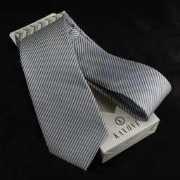 KOVOVE Men Silver-Toned Striped Broad Tie-8